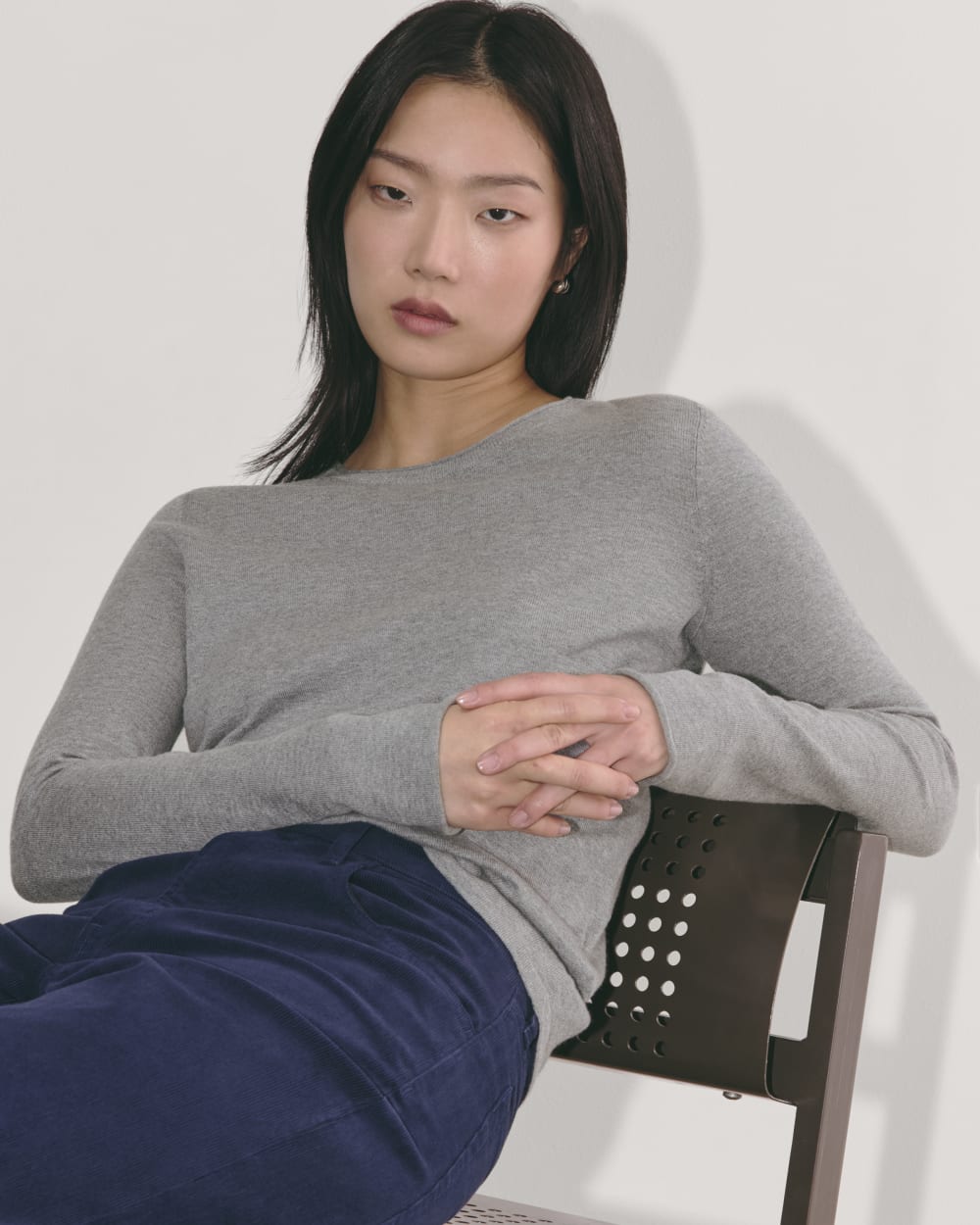 The Crew in Cotton Cashmere | Heather Charcoal
