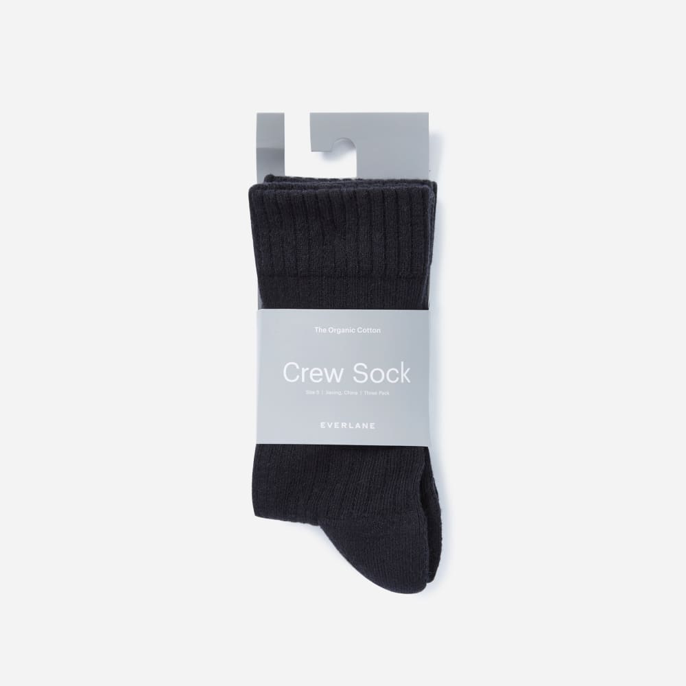 The Organic Cotton Ribbed Crew Sock 3-Pack | Black