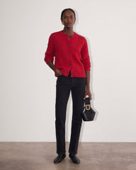 The Crew Cardigan in Alpaca | Berry Red