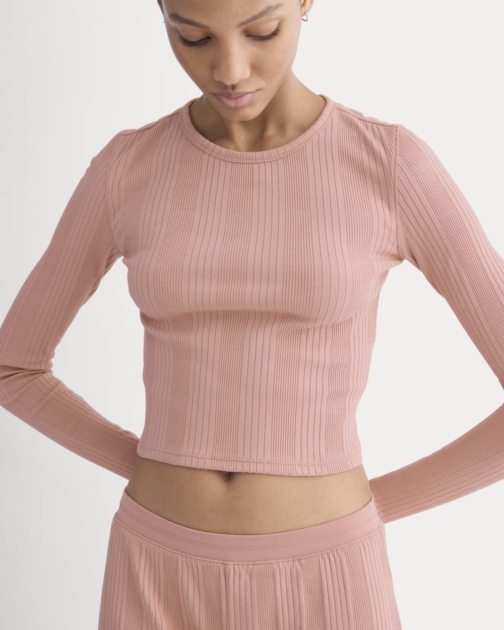 Lounge Rib Cropped Shirt | Ash Rose