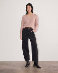 The V-Neck Sweater in Plush Cotton | Dusty Rose