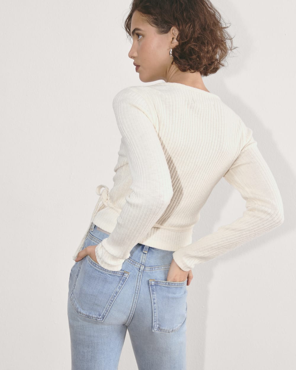The Cozy Rib Wrap Top | Bone