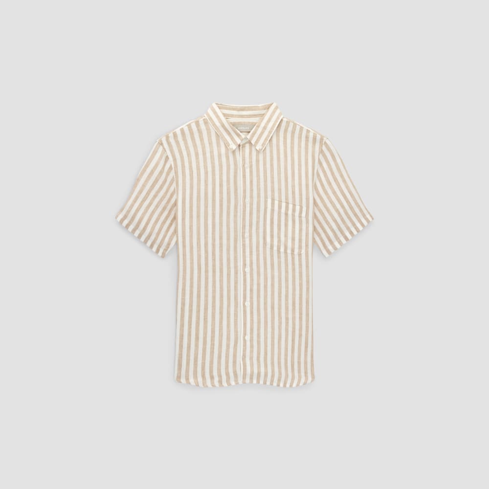 The Classic Short-Sleeve Shirt in Linen | Bone / Caramel