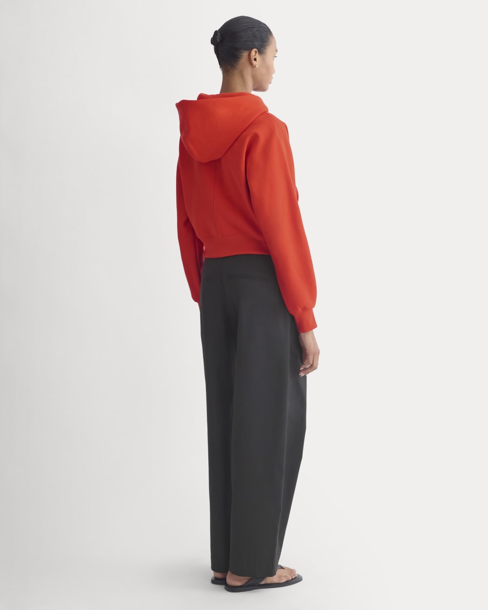 Luxe Fleece Full-Zip Cropped Hoodie | Fiery Red