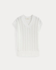 The Mesh Cable Vest in Everyday Cotton | White
