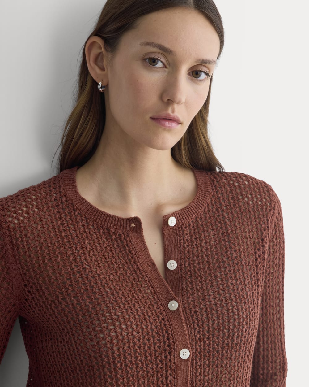 Lace-Knit Cardigan | Henna Red