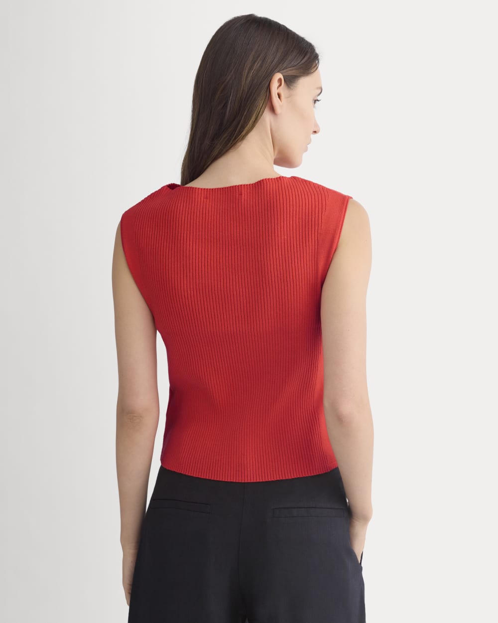 Boat-Neck Ribbed Knit | Fiery Red