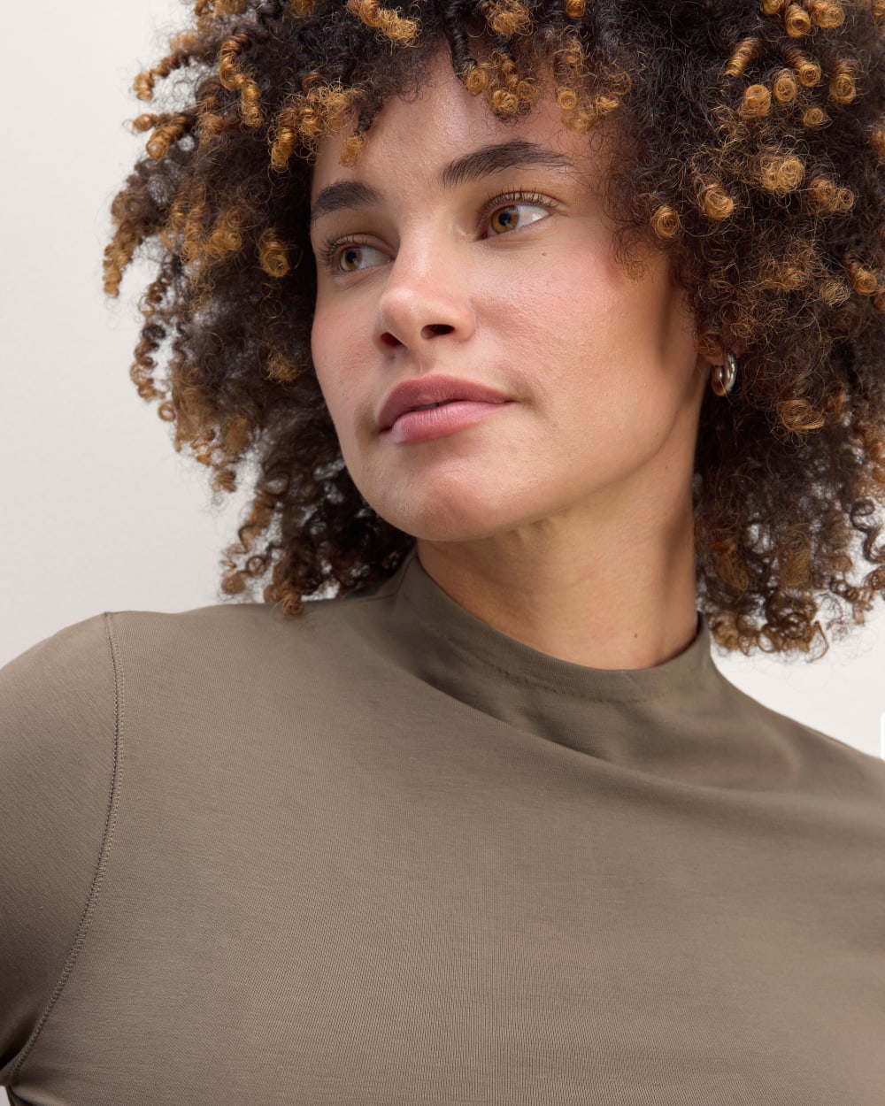 The Form Funnel-Neck Tee | Taupe