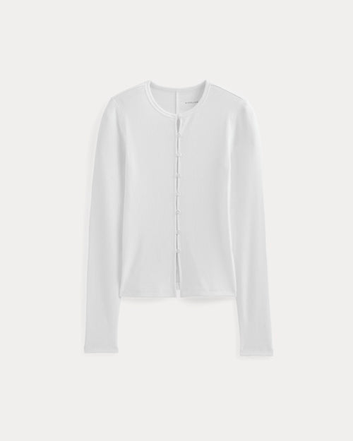 Luxe Rib Button-Up Top | White