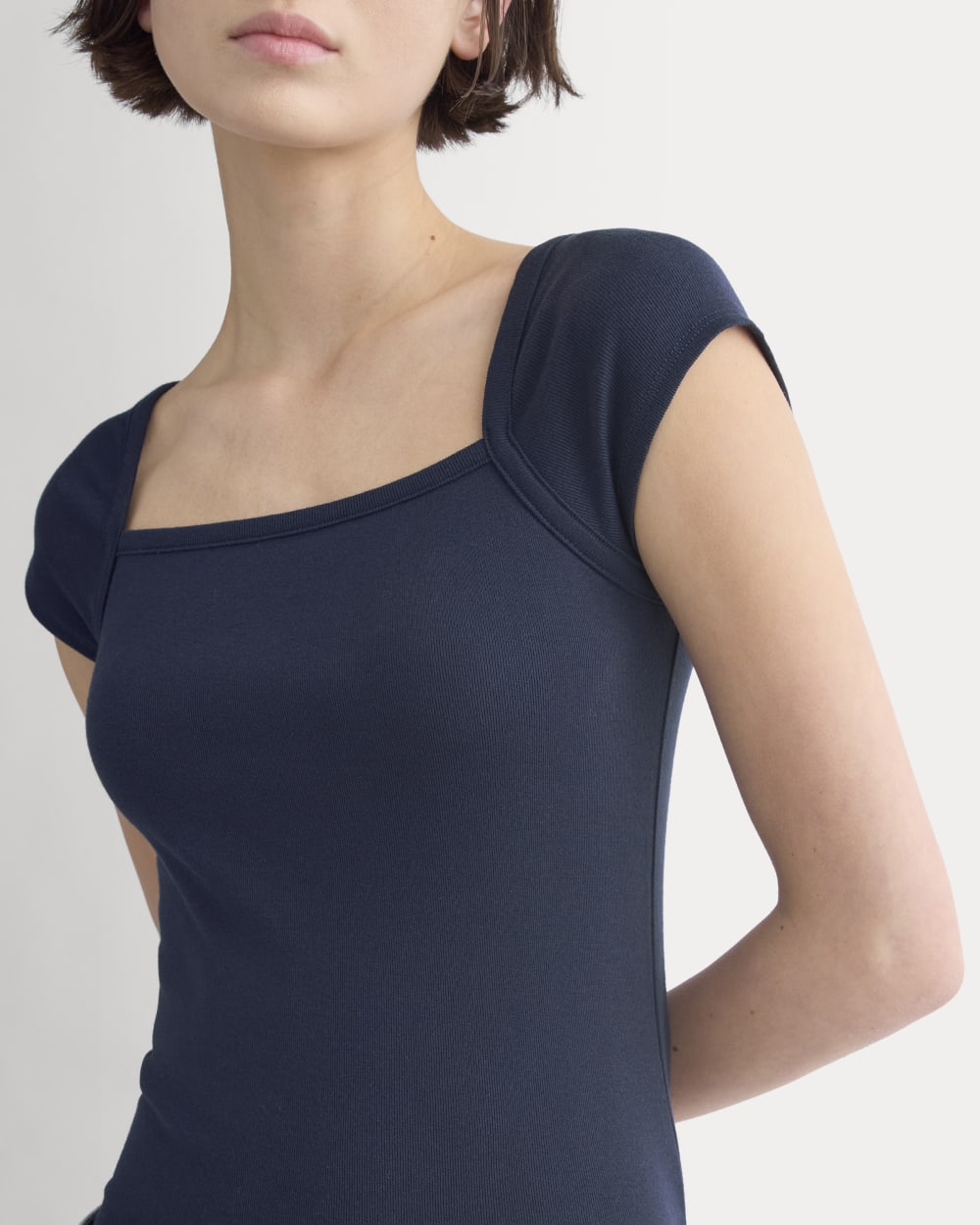 RetroSoft Cotton Square-Neck Tee | Navy