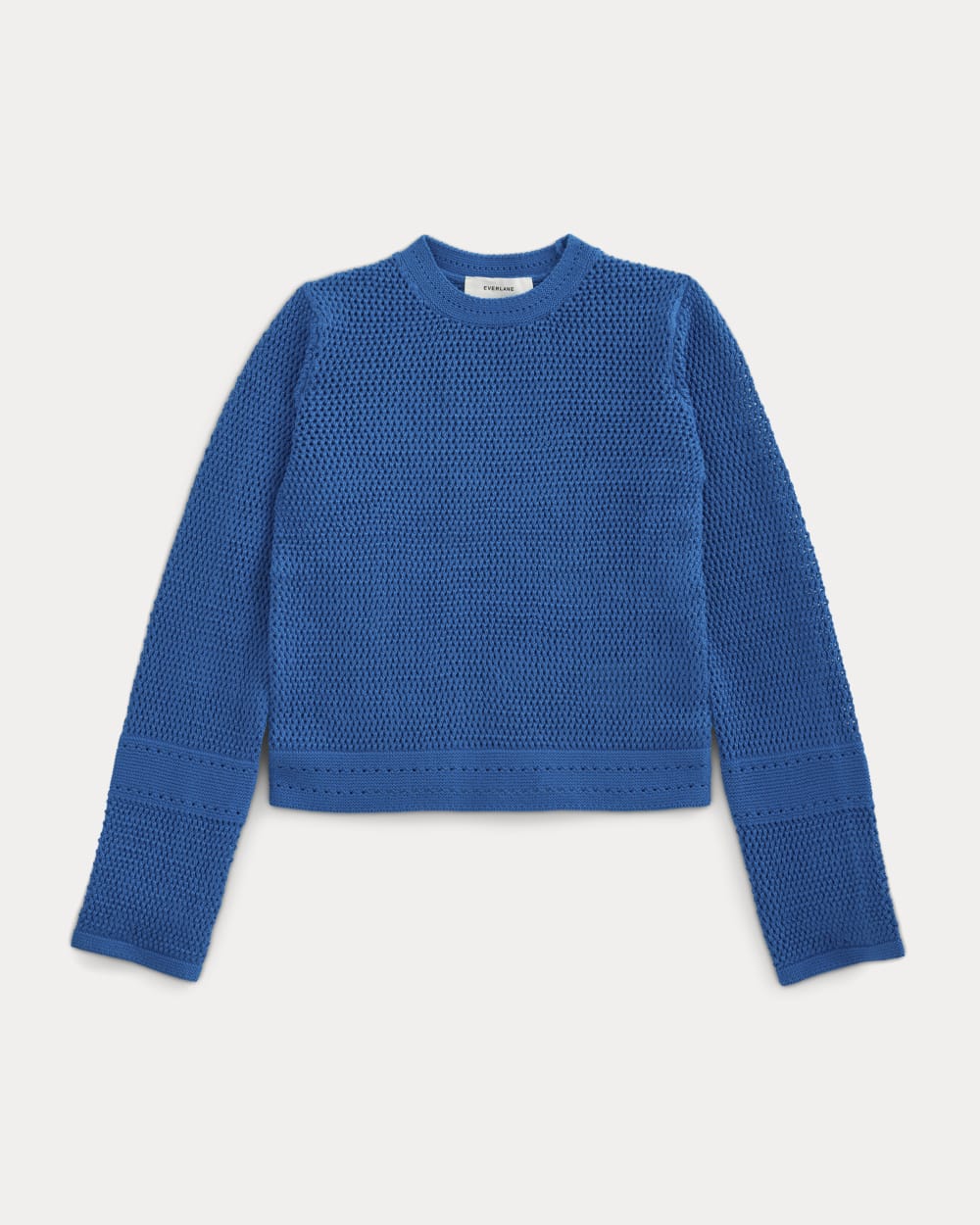 Open Knit Long-Sleeve Crew in Everyday Cotton | Imperial Blue