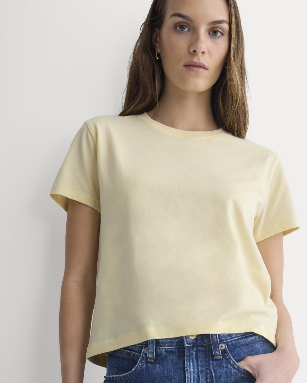 The Box-Cut Tee in Essential Cotton | Double Cream | No Pocket
