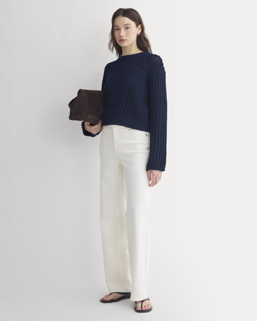 Open-Knit Crew in Elevated Cotton | Navy