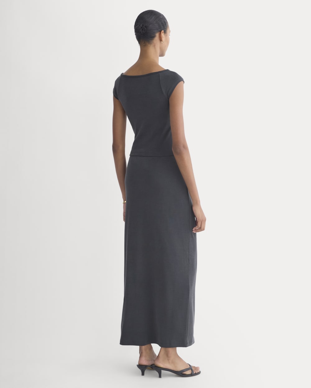 Boatneck Cap-Sleeve Top in Butterknit | Black