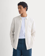 The Classic Shirt in Linen | Bone Plaid