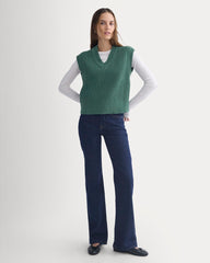 Ribbed V-Neck Vest in Everyday Cotton | Hunter Green