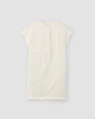The Denim Workwear Shirtdress | Frayed Hem Bone