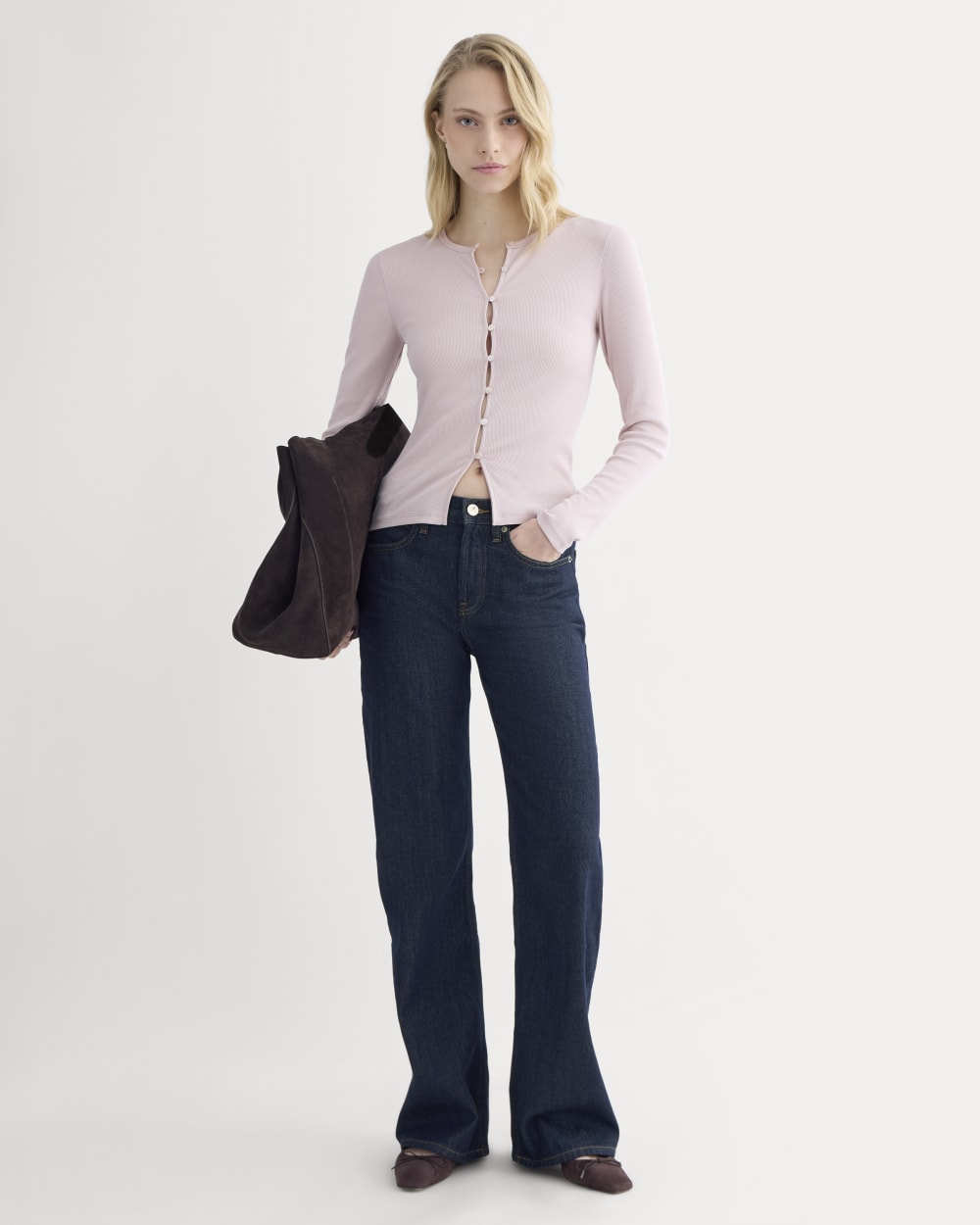 Luxe Rib Button-Up Top | Burnished Lilac