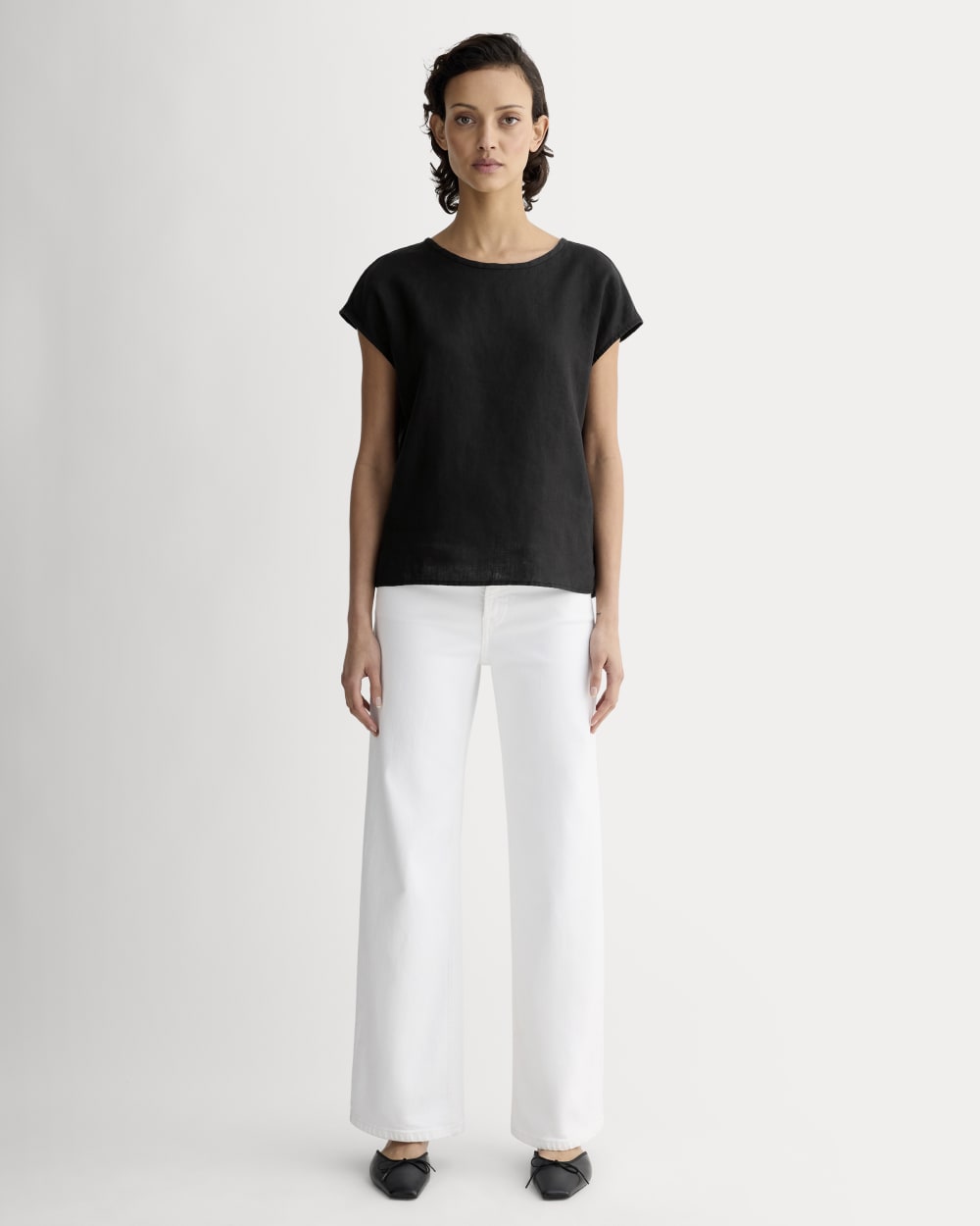 The Muscle Top in Linen | Black