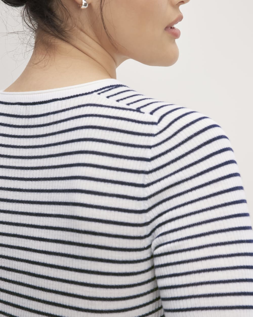 The Long-Sleeve Sweater Tee in Ultrasoft Merino | Bone/Navy
