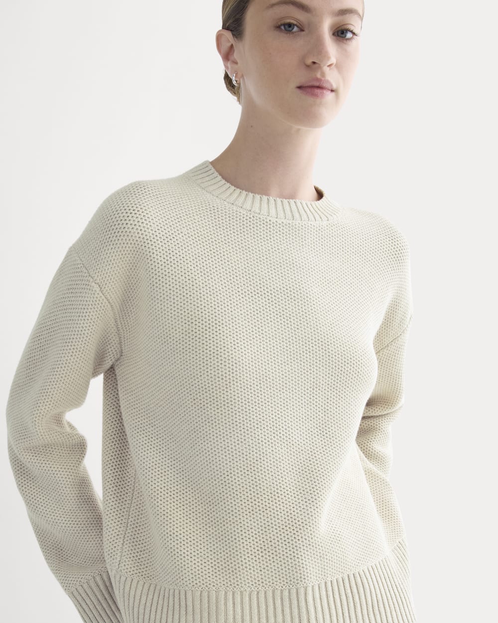 The Cotton Honeycomb Square Crew | Heathered Oat