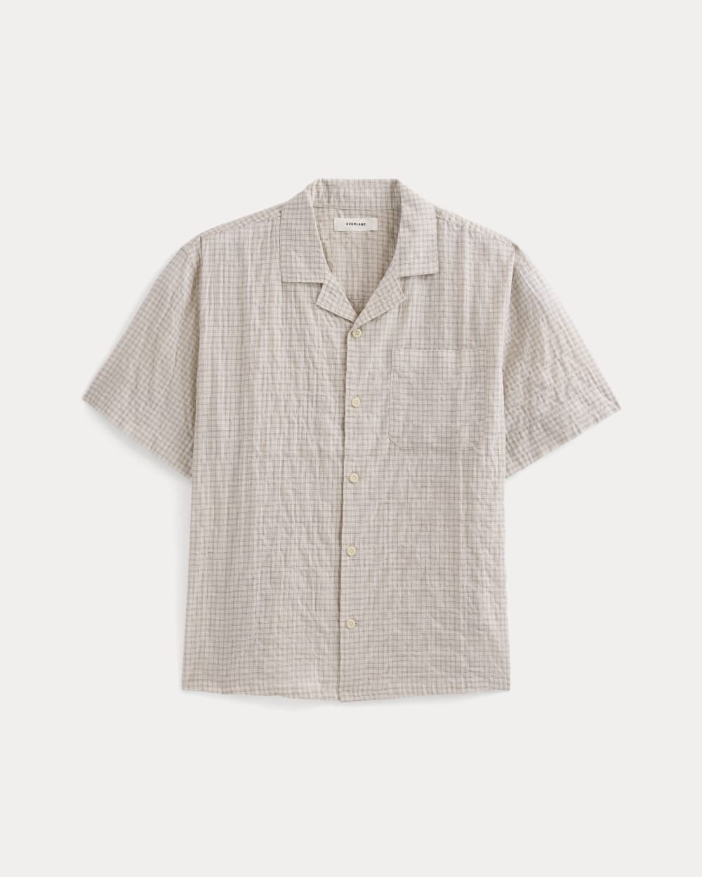 Textured Voile Resort Shirt | Natural Plaid