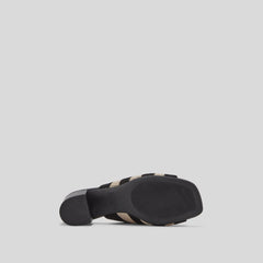 The Glove Mule in ReKnit | Black/ Parchment Stripe