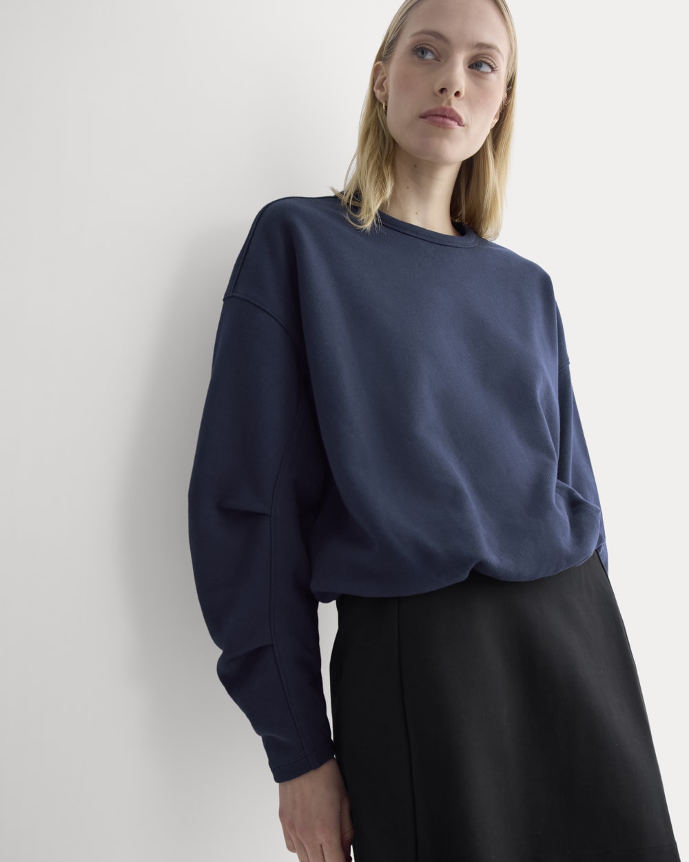 Lightweight Terry Bubble Sweatshirt | Navy