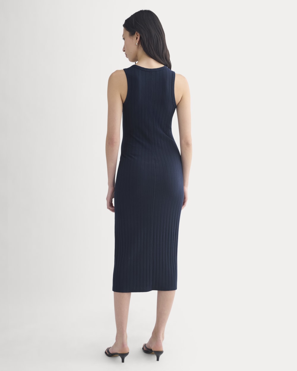 Scoop-Neck Midi Dress in Pointelle Knit | Deep Navy