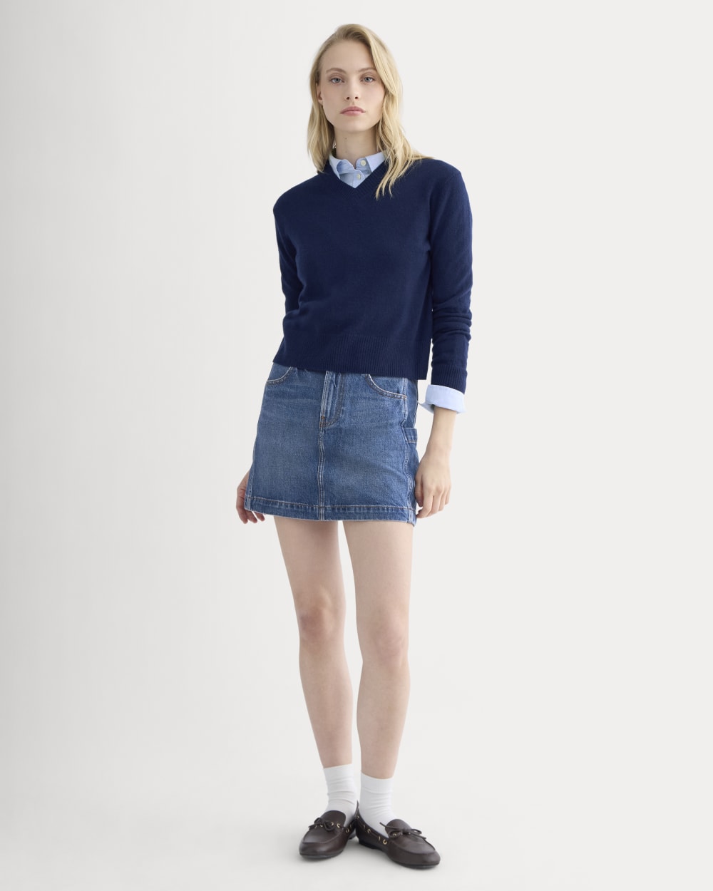 Denim Utility Mini Skirt | Dark Indigo