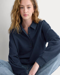 Lightweight Terry Polo Sweatshirt | Navy
