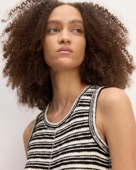 The Rib-Knit A-Line Tank Dress | Bone / Black