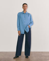 The Gathered Shirt in Silky Cotton | Bluebell