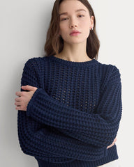 Open-Knit Crew in Elevated Cotton | Navy