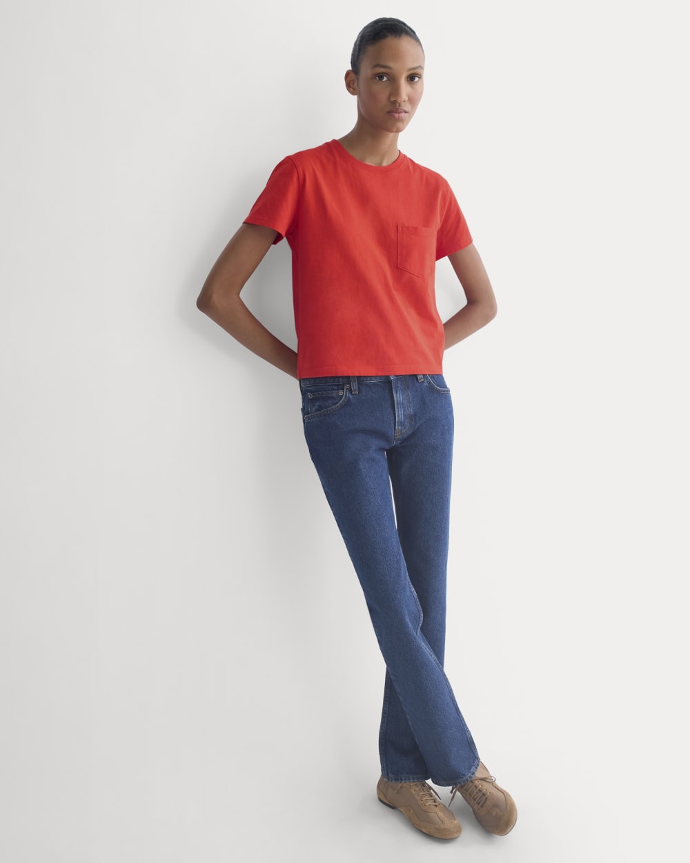 The Box-Cut Tee in Essential Cotton | Fiery Red | Pocket