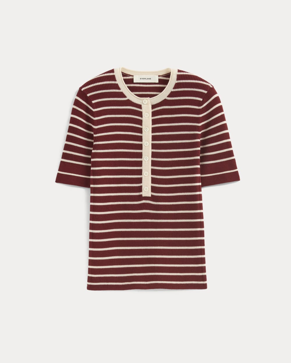 The Short-Sleeve Henley in Ultrasoft Merino | Merlot / Parchment