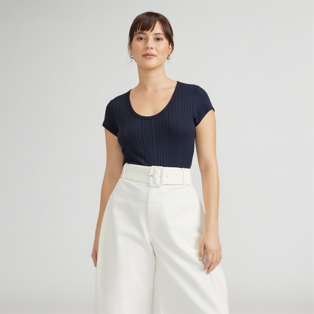 The Rib Soft Knit Scoop-Neck Tee | Navy