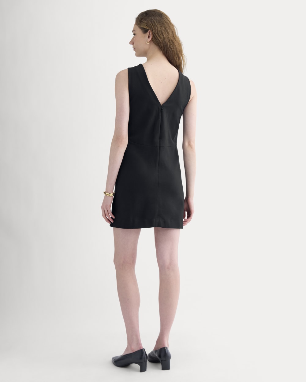 Ponte V-Neck Mini Dress | Black
