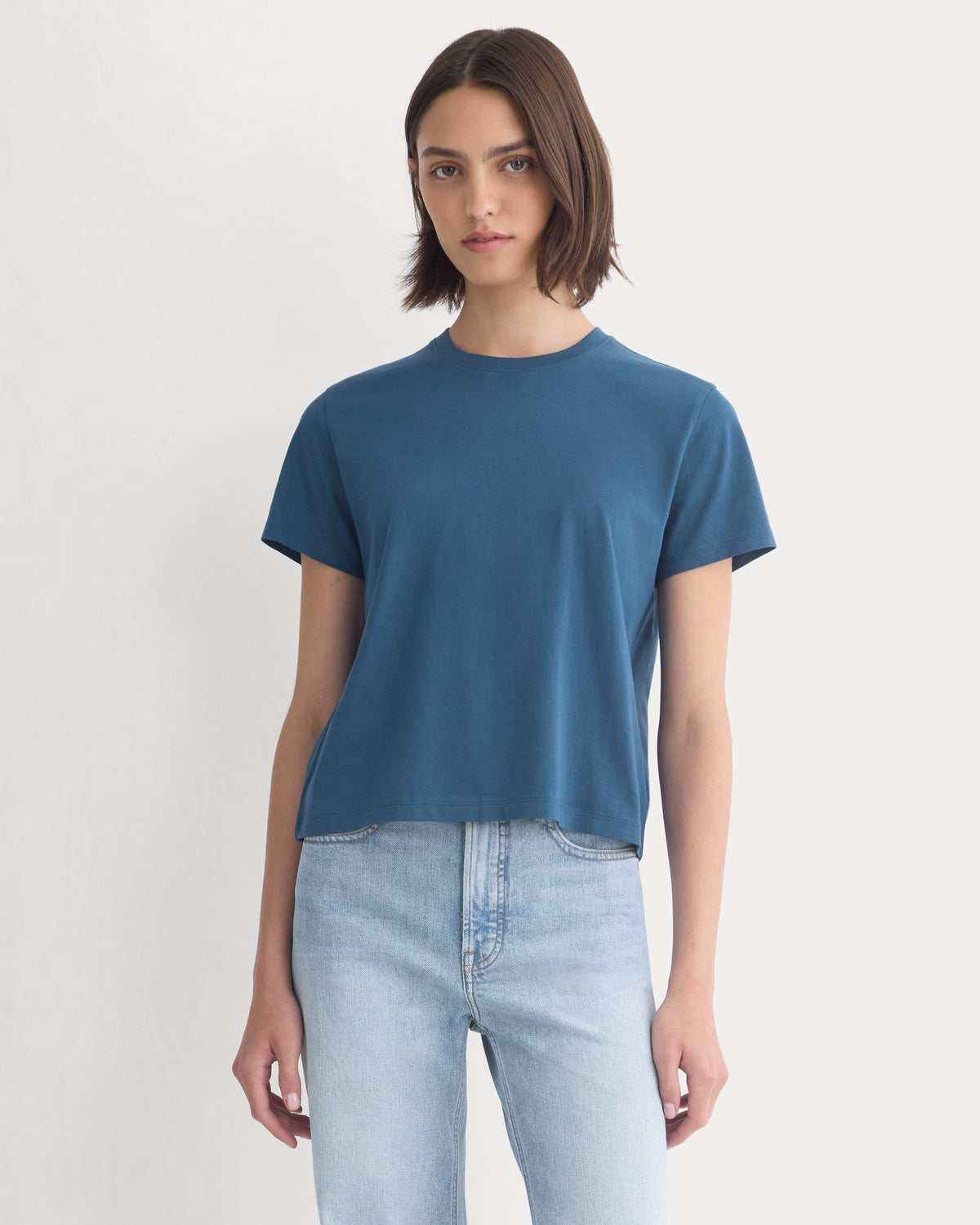 The Box-Cut Tee in Essential Cotton | Blue Wing Teal | No Pocket