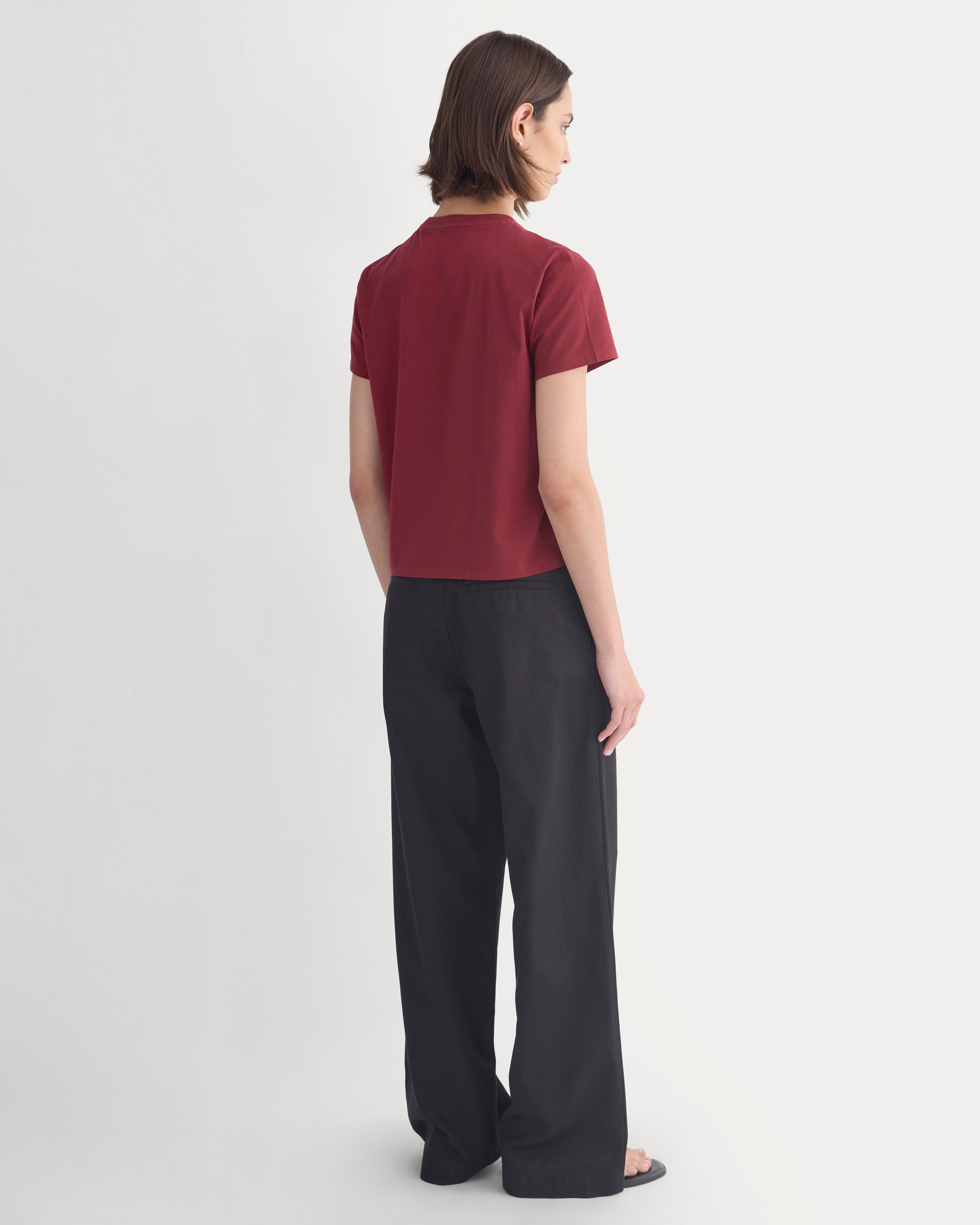 The Box-Cut Tee in Essential Cotton | Cabernet | No Pocket