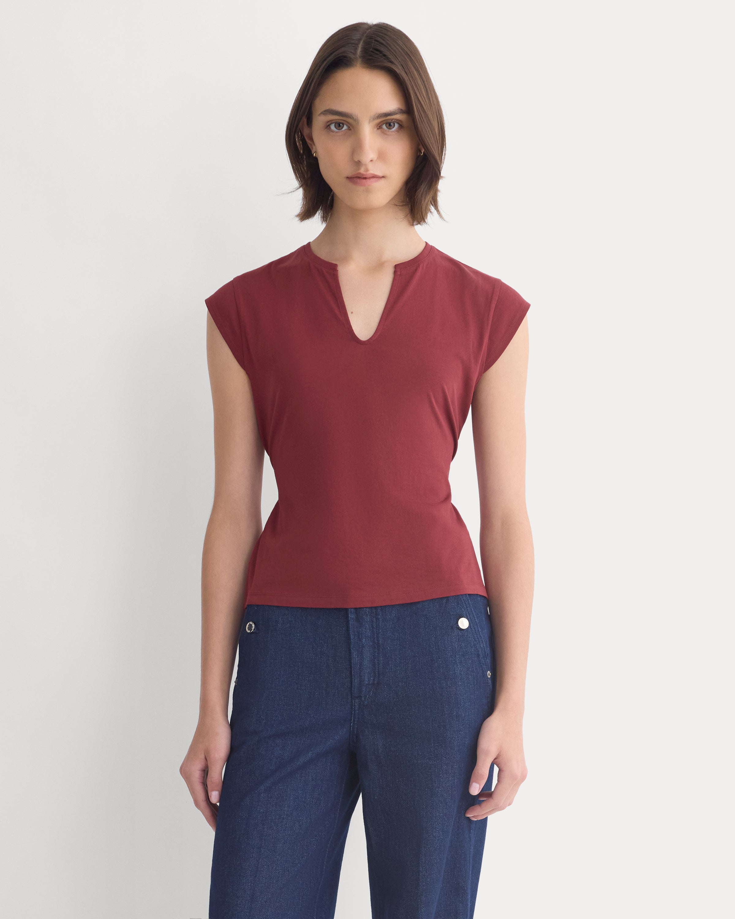 Tie-Back Tee in Organic Cotton | Cabernet