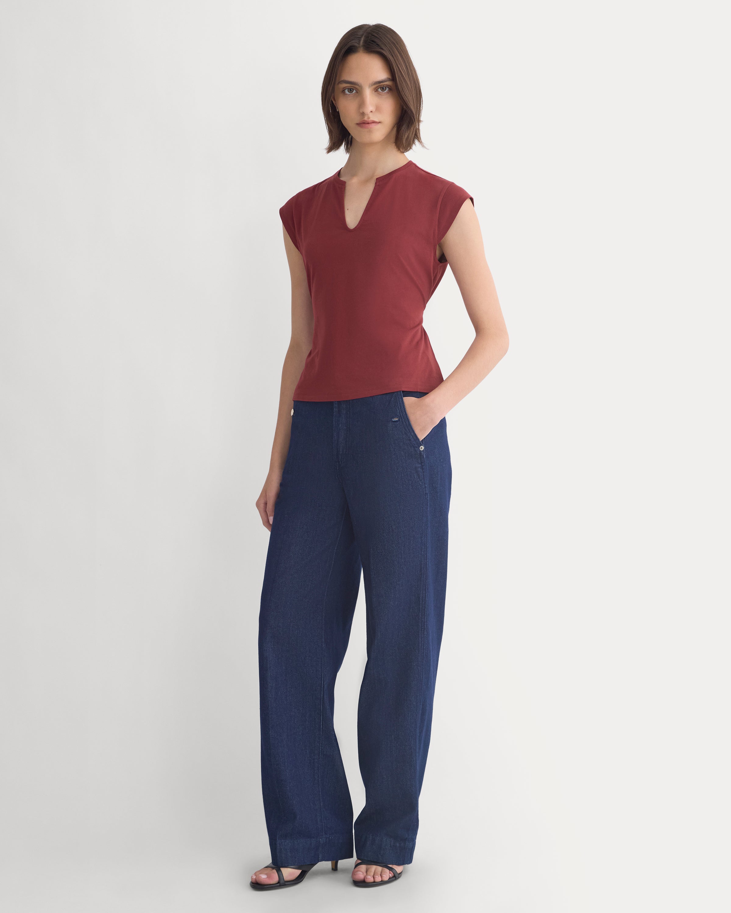 Tie-Back Tee in Organic Cotton | Cabernet