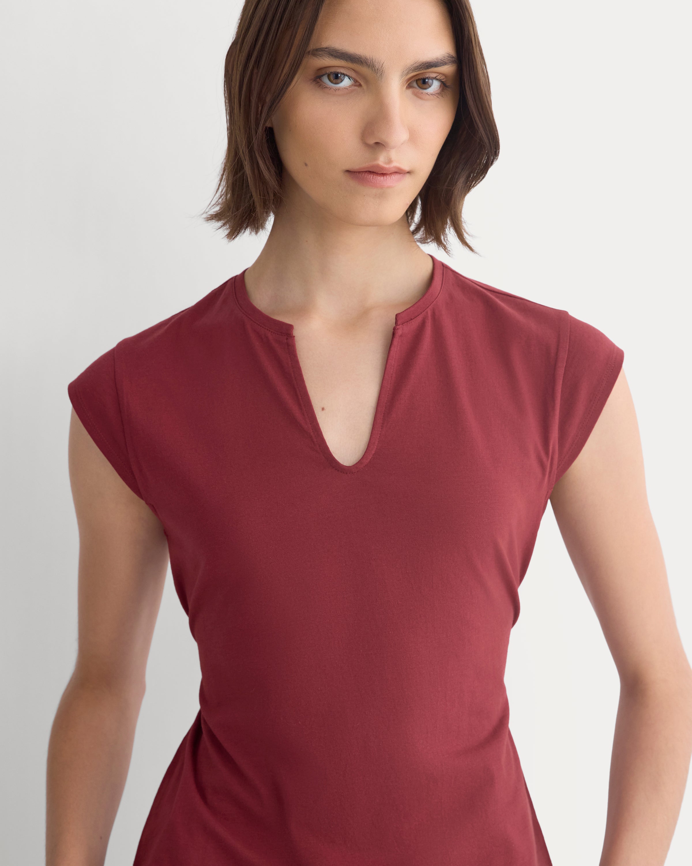Tie-Back Tee in Organic Cotton | Cabernet