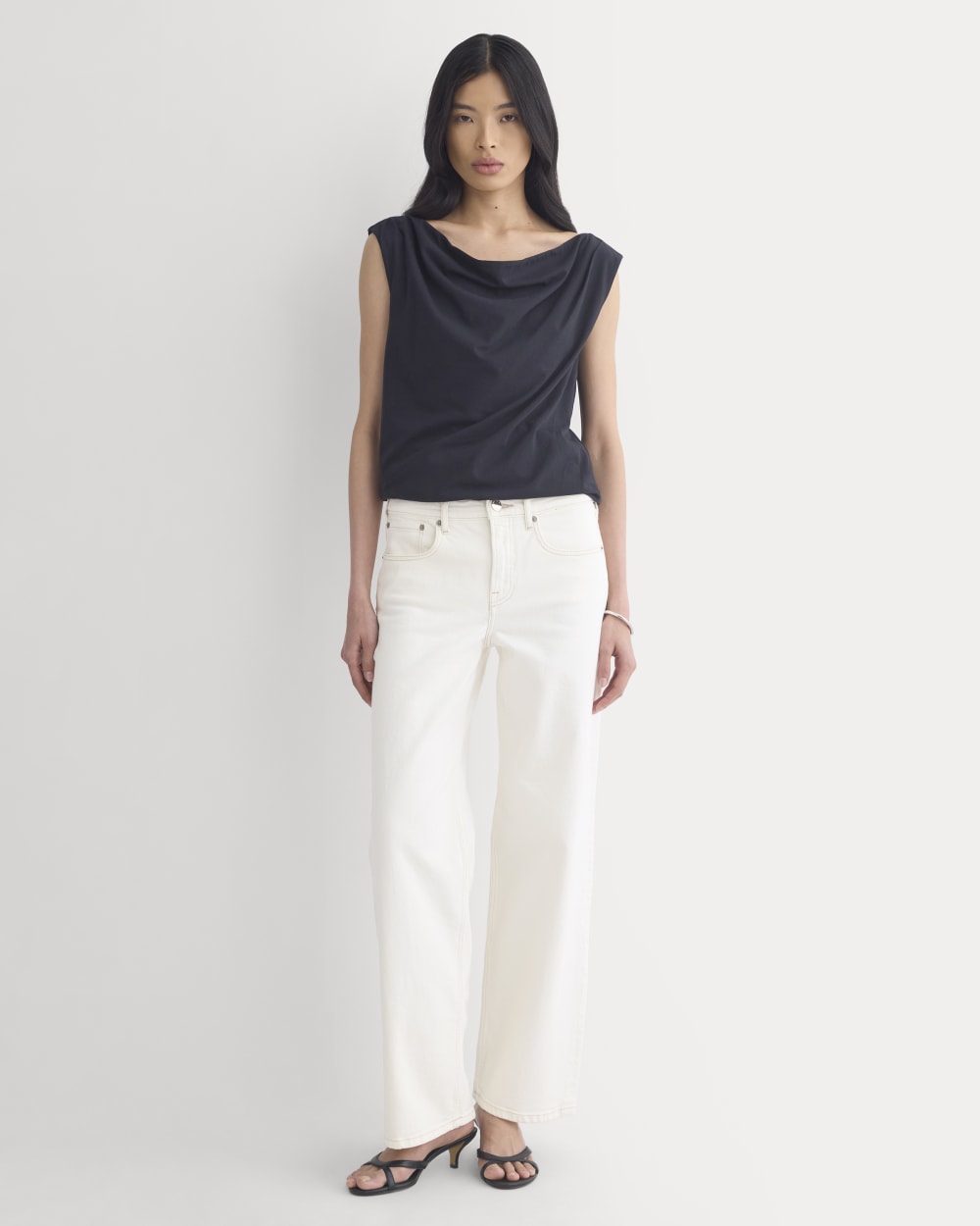 Boatneck Twisted Top in Essential Cotton | Black