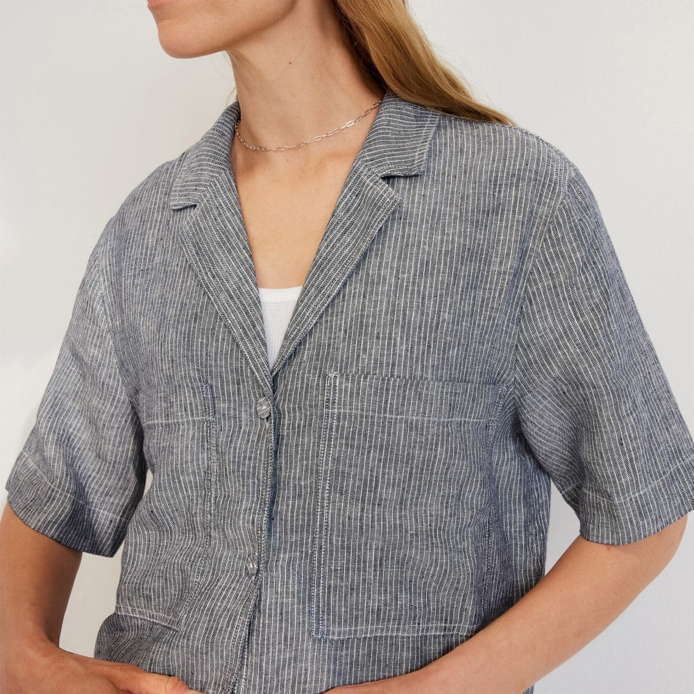 The Linen Workwear Shirt | Canvas Tan / Navy