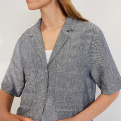 The Linen Workwear Shirt | Canvas Tan / Navy