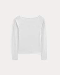 Luxe Rib Boatneck Top | White