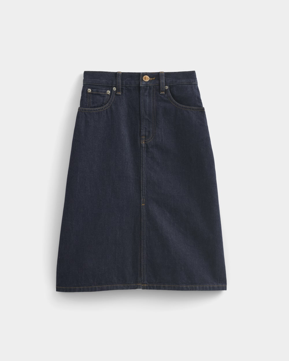 Mid-Rise Denim Midi Skirt | Tungsten Rinse