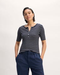 The Vintage Rib Henley | Navy / Bone