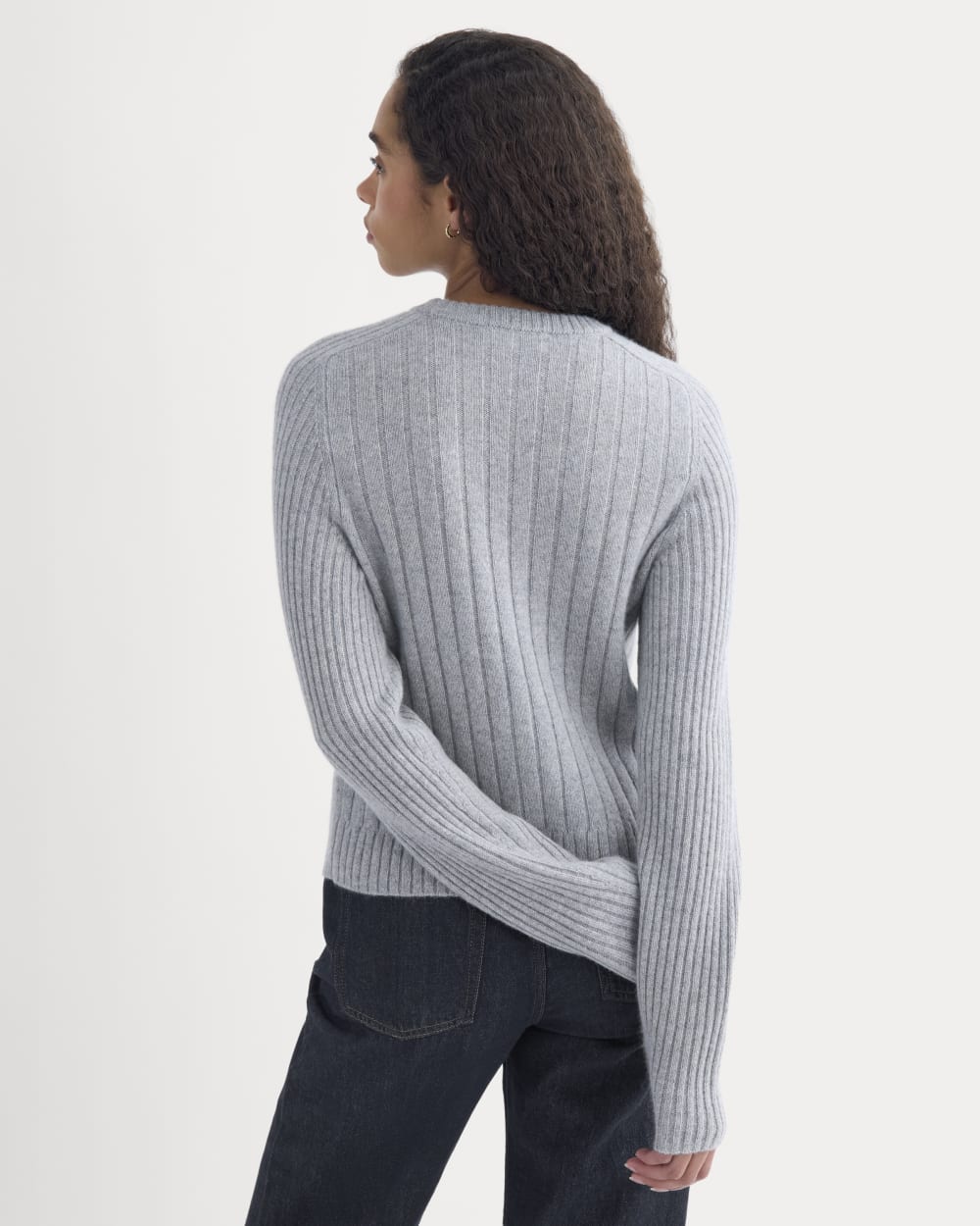 Mix Ribbed Crew in Cashmere | Light Heather Grey